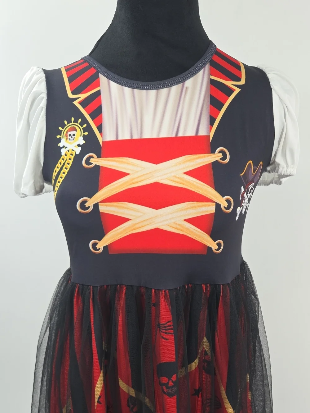 Red & Black Pirate Girl Costume Dress with Hat